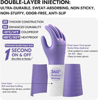 Vgo... Household Cleaning Gloves, Double-layer, Lined Dishwashing Gloves - Image 2