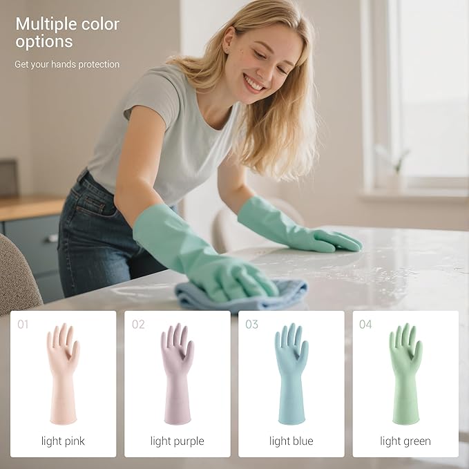 ThxToms 4 Pairs Reusable Rubber Gloves, 10mil Thick Heavy Duty Dishwashing & - Image 7