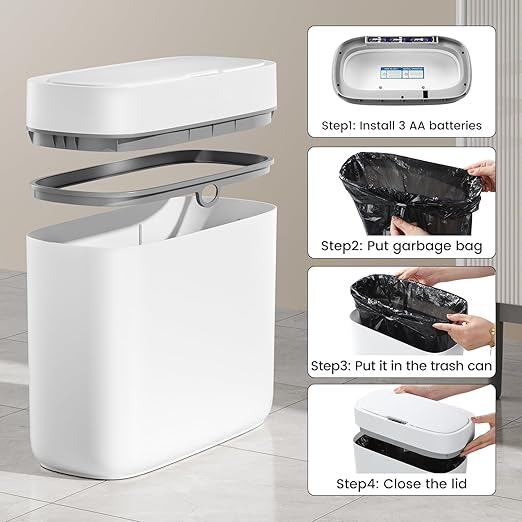 Motion Sensor Small Trash Can for Bathroom, 3.5 Gallon Automatic Touchless - Image 6