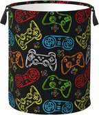 Colorful Game Joystick Silhouettes Laundry Hamper Bag by Unknown