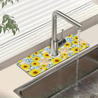 Watercolor Sunflowers Sink Faucet Absorbing Mat Sunflowers Polka Dots Super by Unknown