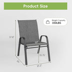 Patio Chairs Set of 2, Outdoor Dining Chairs Stackable for All Weather, Breathable Metal Modern Outside Furniture Chair for Pool Side, Garden, Backyard Deck, Dark Grey - Image 2