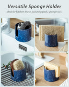 Kitchen Sponge Holder, Ceramic Sponge Organizer Scrubby Holder Sink Caddy Dish - Image 4