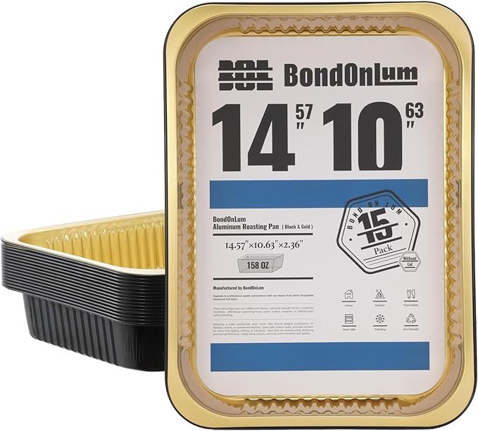 Aluminum Foil Pans, Extra Heavy Duty Disposable Aluminum Baking Pans, by BondOnLum