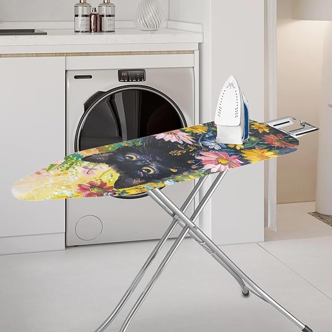 Cat Colorful Flowers Ironing Board Cover - Image 2