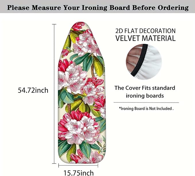 Nuxovilar Red & White Floral Pattern Ironing Board Cover, 15×54 inch, Fits Most - Image 4