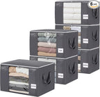 YGEOMER 90L Large Storage Bags 6 Pack Foldable Heavy Duty Blanket Clothes by YGEOMER