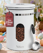 Veken Coffee Canister with Window, Easter Gifts Airtight Stainless Steel by Veken