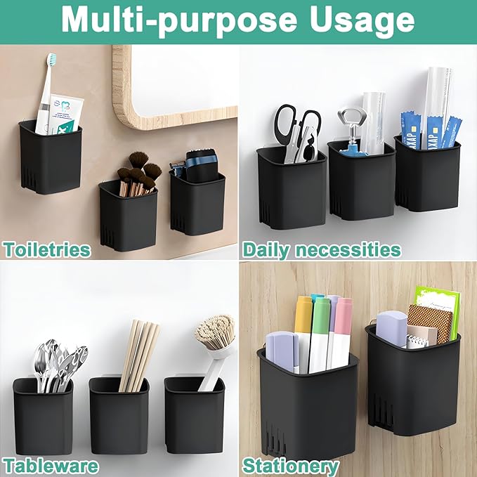 2 Packs Wall Mounted Toothbrush Holders, Self Adhesive Bathroom Toothbrush Wall - Image 4