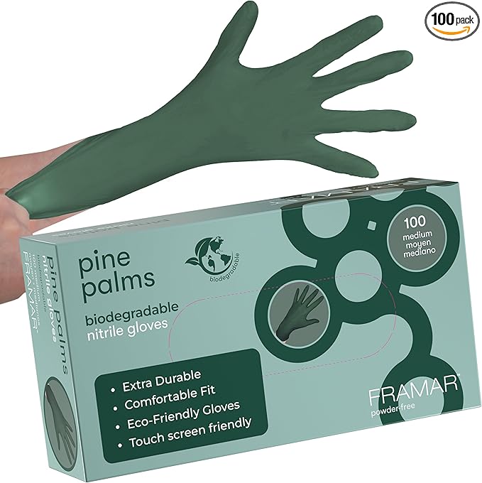 FRAMAR Green Gloves Disposable Latex Free – Heavy Duty Nitrile Gloves Medium by FRAMAR