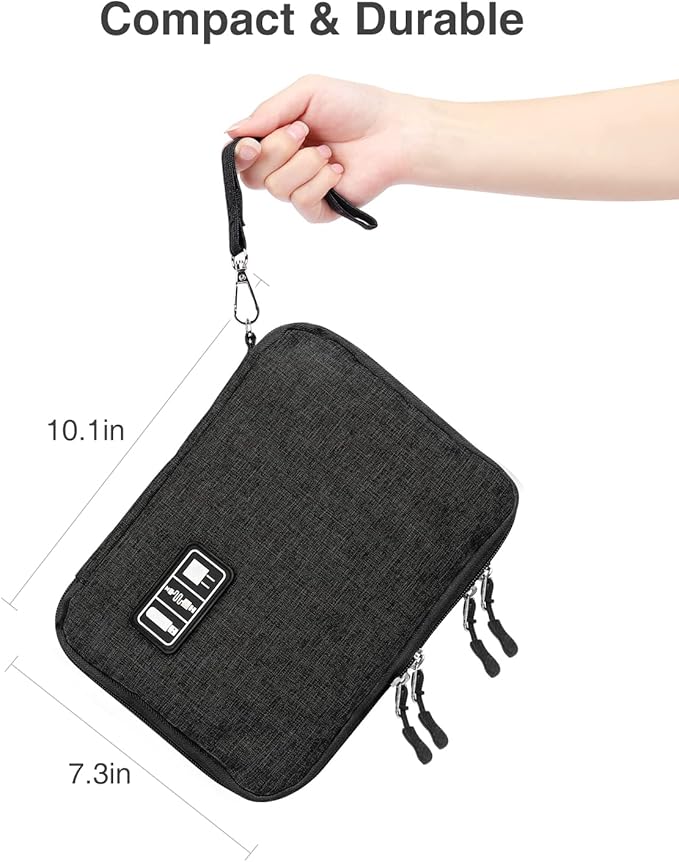 Luxtude Double Layer Cable Organizer Bag, Portable Cord Storage Case, Flat - Image 4