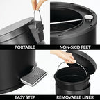 mDesign Tall 30 Liter / 7 Gallon Large Round Metal Lidded Step Trash Can - Image 4