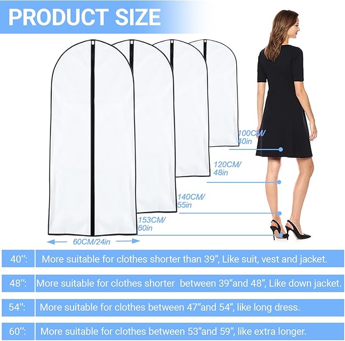 Garment Bag Covers Lightweight White PEVA Breathable Bags - Image 2