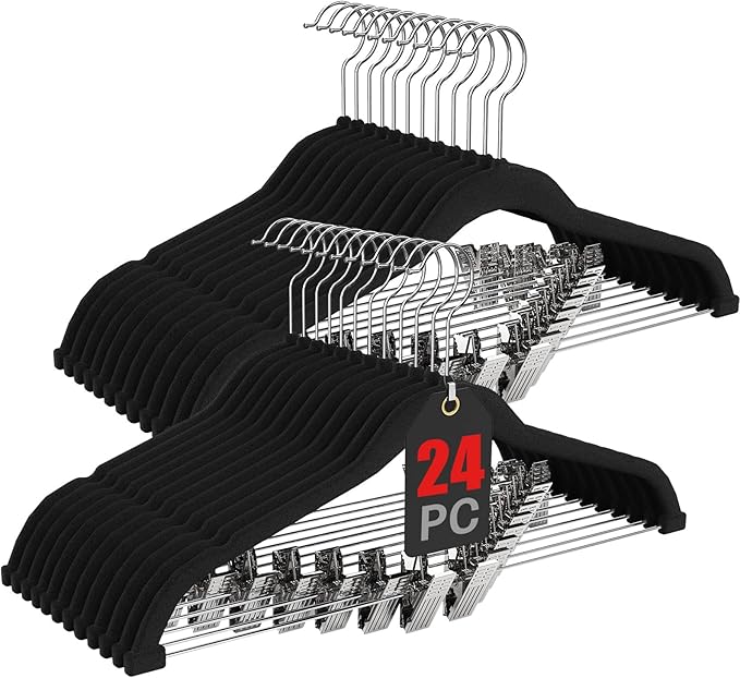 Korpai 24-Pack Black Velvet Hangers by DoWhatYouWanttoDo