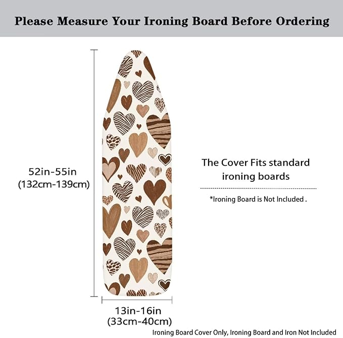 Leopard Hearts Ironing Board Cover Resist Scorching Cover Heavy Duty Padded - Image 5
