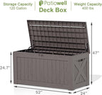 Patiowell 120 Gallon Large Deck Box, Outdoor Lockable Storage Box for Gardening Tools, Waterproof Deck Box for Patio Furniture, Brown - Image 4