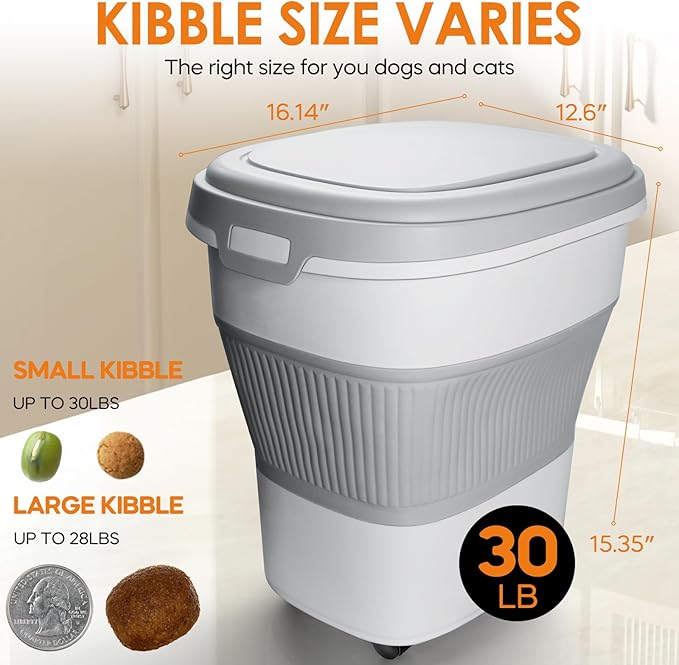 28-30Lbs Dog Food Storage Container, Collapsible Dog Food Container - Image 2