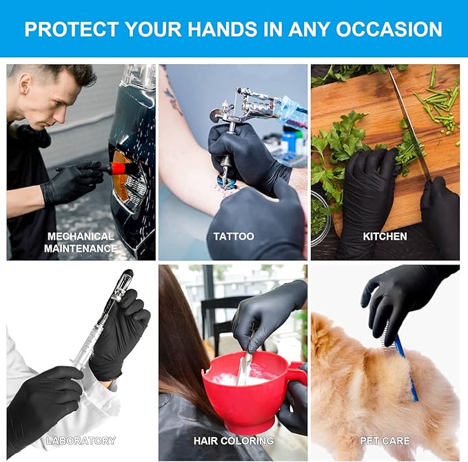 FINITEX Black Nitrile Disposable Medical Exam Gloves - Image 6