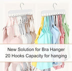 Bra Hanger for Closet, Tank Top Hanger 20 Hooks Capacity Foldable Wood Space - Image 2