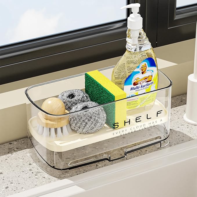 Sponge Holder for Kitchen Sink, Countertop Sink Caddy for Sponges, Brush & - Image 6