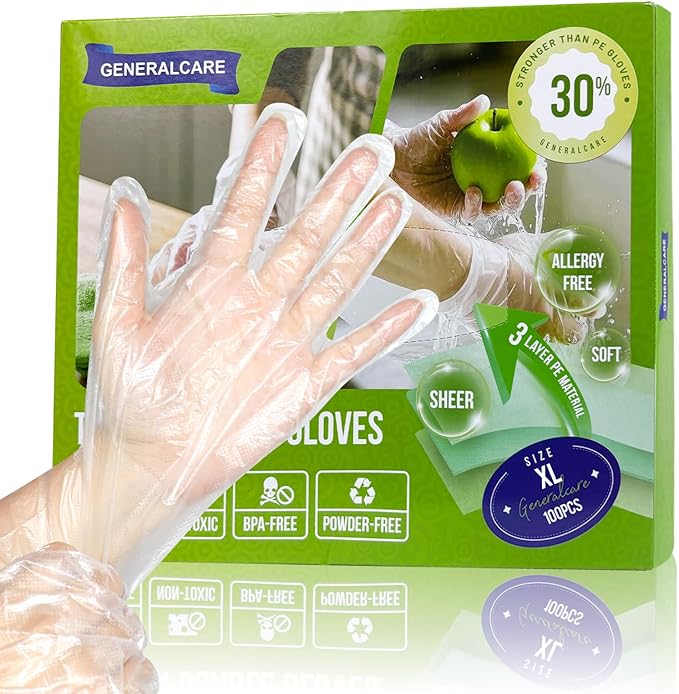 Disposable TPE Cooking Gloves, Latex & Powder Free, Food safe by GENERALCARE