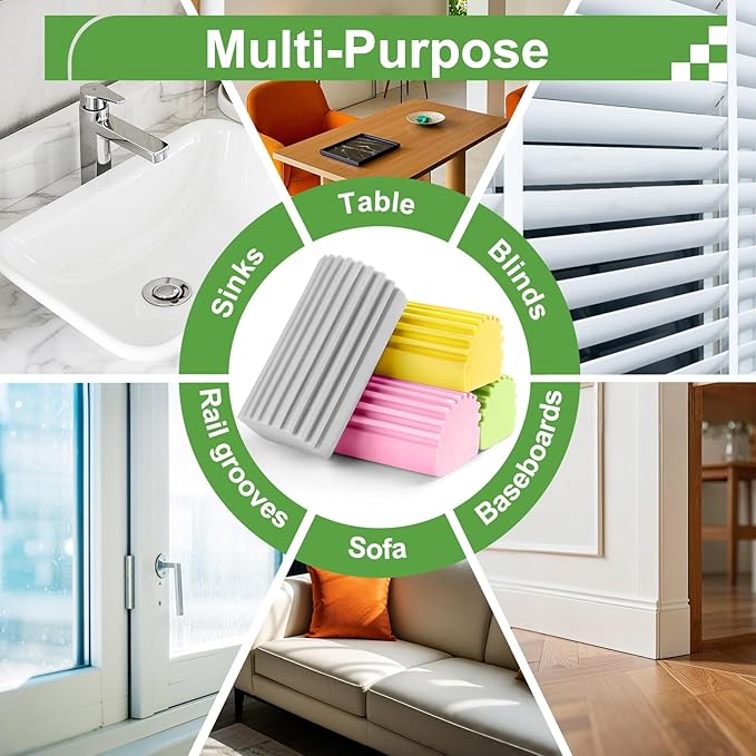 4-Pack Damp Clean Duster Sponge, Damp Dusting Sponge, Duster Baseboard Cleaner - Image 5
