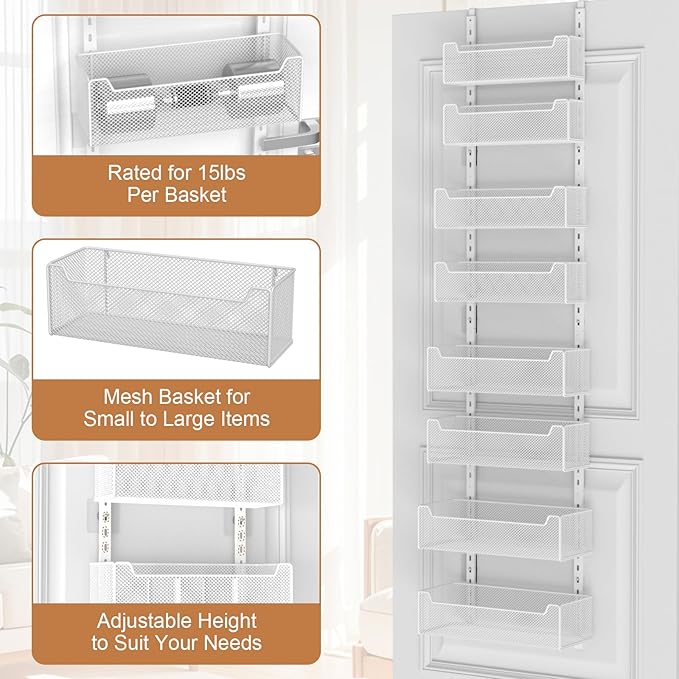 Over The Door Organizer, 8-tier Metal Door Organizer Hanging - Image 5