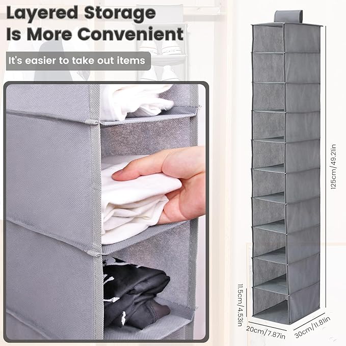 HomeBeyond 10-Shelf Hanging Closet Organizer, and Accessories, Space-Saving - Image 5