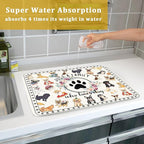 Dog Family Dish Drying Mat Cartoon Pet 18 X 24 in Absorbent Printed Drying Pad - Image 7