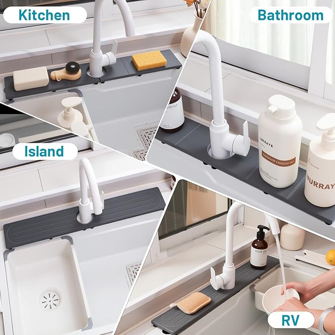 Fast Drying Faucet Mat for Kitchen Sink, Water Absorbent Diatomite Stone Sink - Image 9