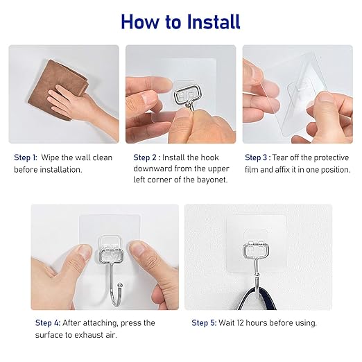 FACURY Large Adhesive Hooks 22Ib, Waterproof and Rustproof Wall Hooks - Image 5