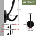Black Wall Hooks Towel Hooks, 3 Pack Coat Hooks Robe Hook Heavy Duty Metal - Image 6