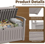 EasyUp 80 Gallon Wood Grain Style Outdoor Storage Bench, Waterproof and Lockable Deck Box Outdoor Storage Furniture for Patio,Garden,and Porch – Perfect for Storing Garden Tools and Cushions(Gray) - Image 6