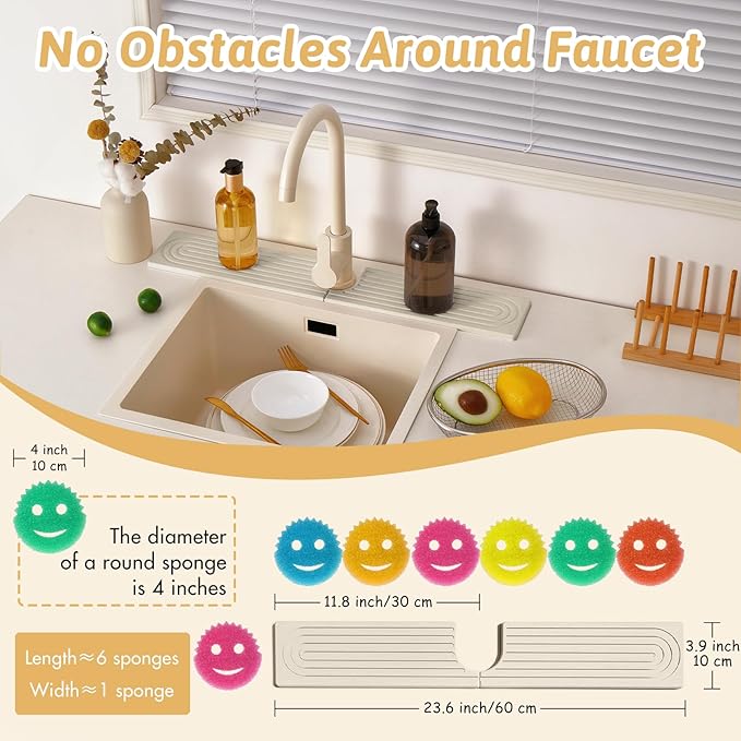 New Version Super Absorbent Faucet Mat, Kitchen Sink Dish Drying Stone Tray - Image 3