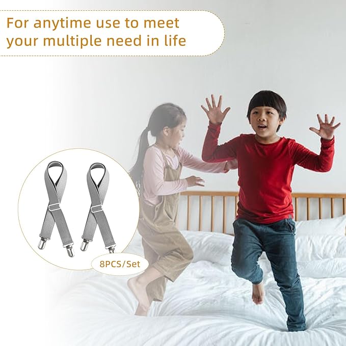 8Pcs Adjustable Bed Sheet Straps Clips, Elastic Mattress Sheet Fasteners Holder - Image 7