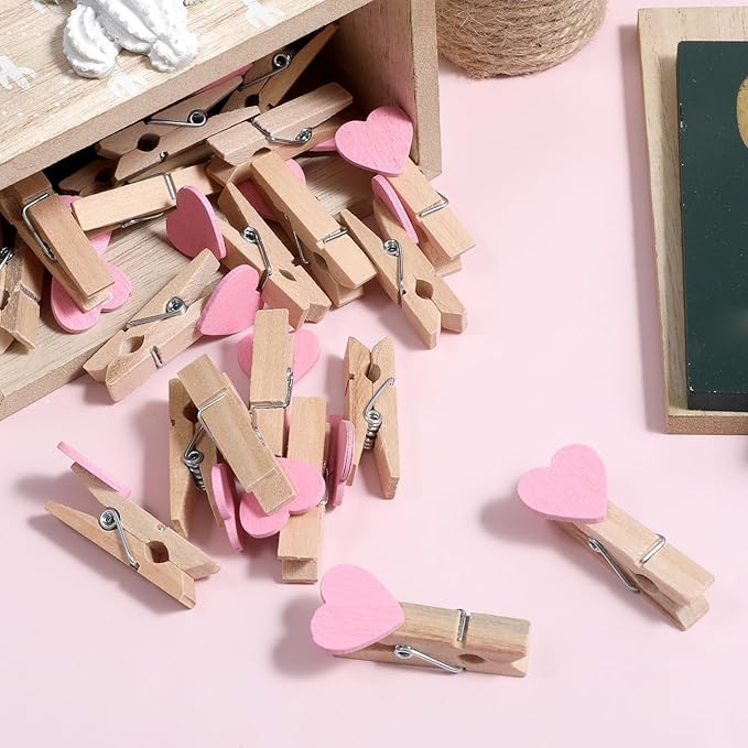 20 PCS Heart Wooden Clothespins - Image 7
