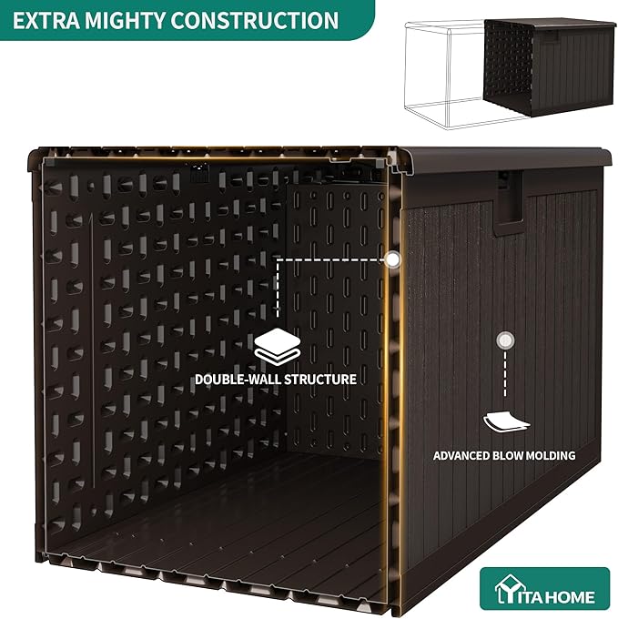YITAHOME 150 Gallon Large Deck Box with Side Handles, Outdoor Double-Wall Storage for Patio Furniture Cushions, Garden Pool Accessories, Waterproof & Lockable - Image 2