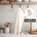 Encasa XO Kitchen Dish Towels Set | Solid Off White | Waffle Weave and Flat - Image 5