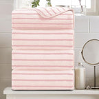 4 Piece Pink Cabana Stripe Large Bath Towels 35"x70" Oversized Bath Sheet Super by Oliven