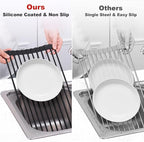 MERRYBOX Roll Up Dish Drying Rack, Silicone Wrapped Over The Sink Dish Rack - Image 6