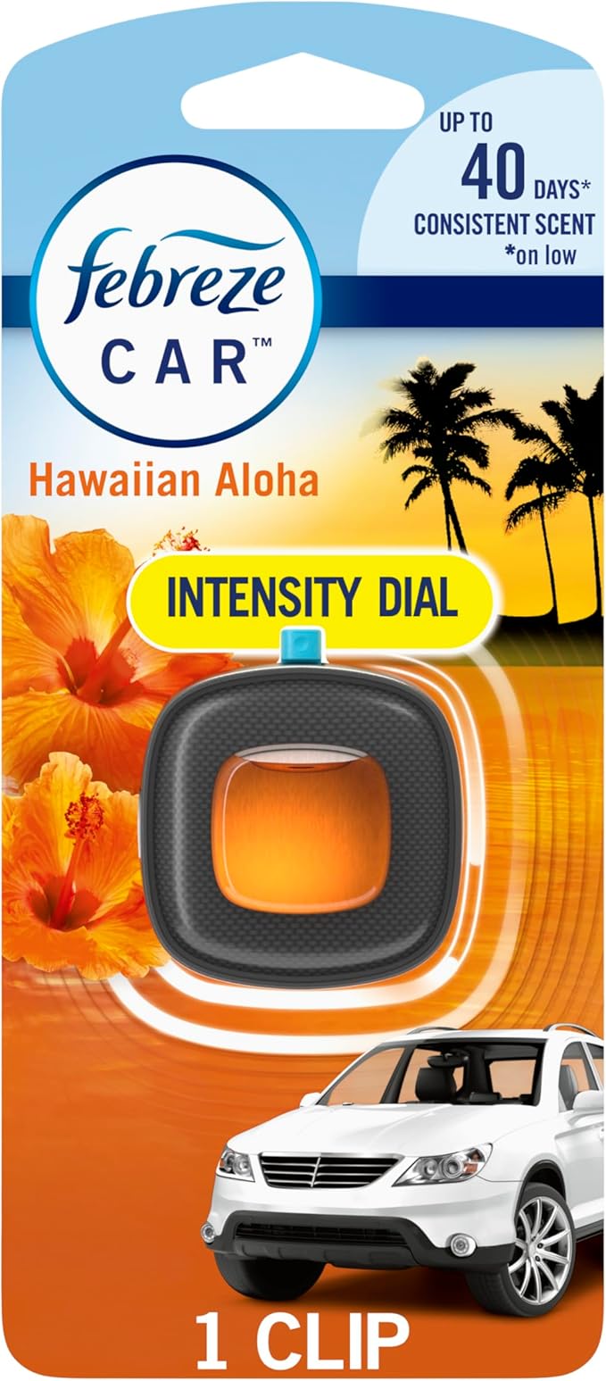 Febreze Car Odor-Fighting Air Freshener Vent Clip, Hawaiian Aloha, .06 oz by Febreze