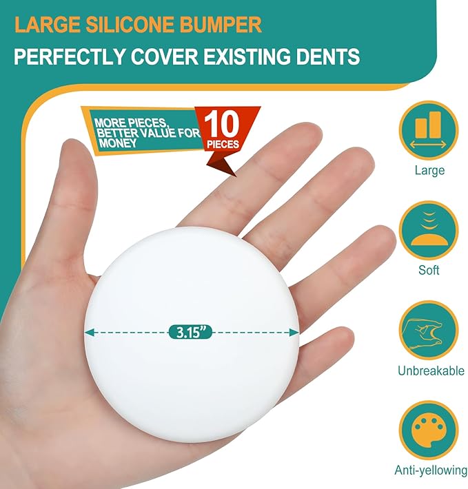 10-Pack Door Stoppers Wall Protector, Large White Silicone Door Bumpers - Image 2