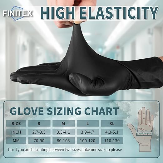 FINITEX - Black Nitrile Disposable Gloves, Powder/Latex-Free, Medical Exam 100 - Image 8