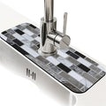 Kitchen Sink Splash Guard，White-black gray tiles Faucet Mat Sink Gadgets-Super by ZHUZHISHAN