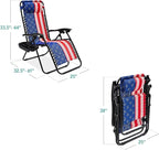 Best Choice Products Set of 2 Adjustable Steel Mesh Zero Gravity Lounge Chair Recliners w/Pillows and Cup Holder Trays - American Flag - Image 3