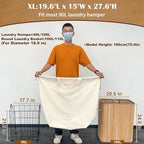 Canvas Laundry Bags with Handles & Rectangular Base, 90L Extra Large Heavy Duty - Image 2