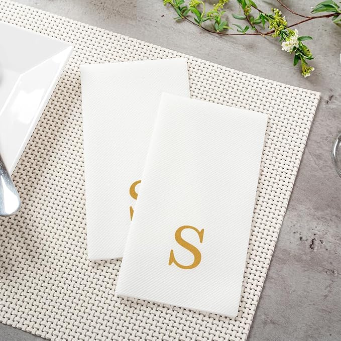 Luxenap 15.8 X 7.9 Inch Linen-Feel Guest Towels, 50 Lettered Hand Towels - Image 6