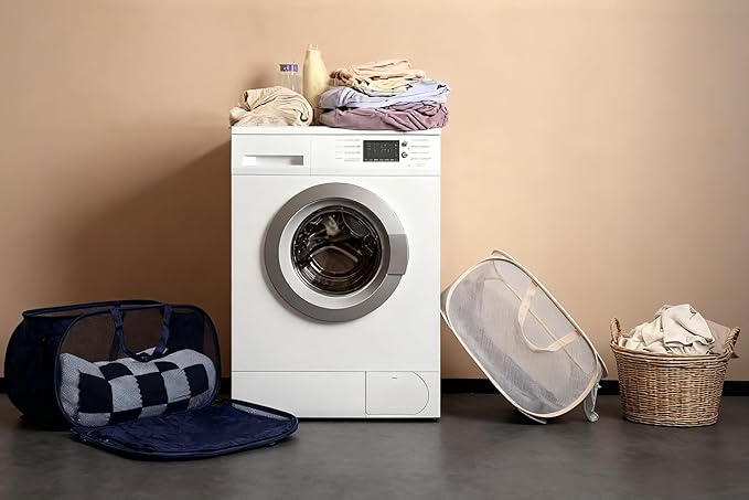 1 Pack Collapsible Laundry Baskets Popup Mesh Laundry Basket Durable Handles - Image 3