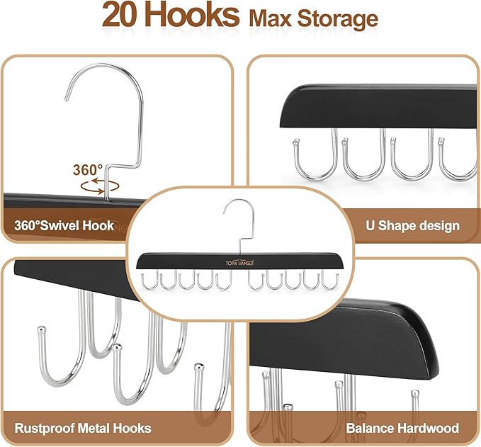 TOPIA HANGER Bra Hanger for Closet, Tank Top Hangers 20 Hooks Capacity Foldable - Image 6