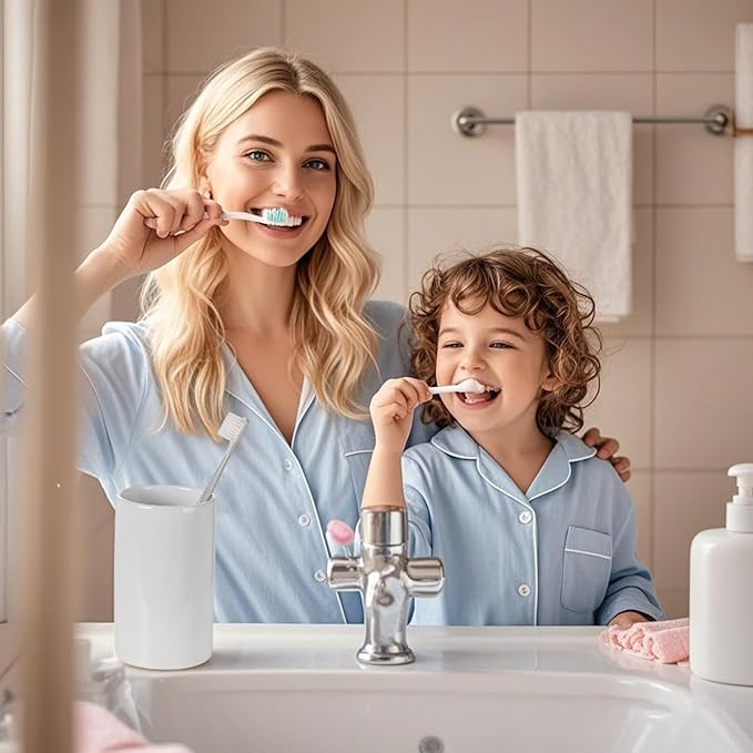 White Toothbrush and Toothpaste Holder, Ceramic Electric Toothbrush Holders - Image 6